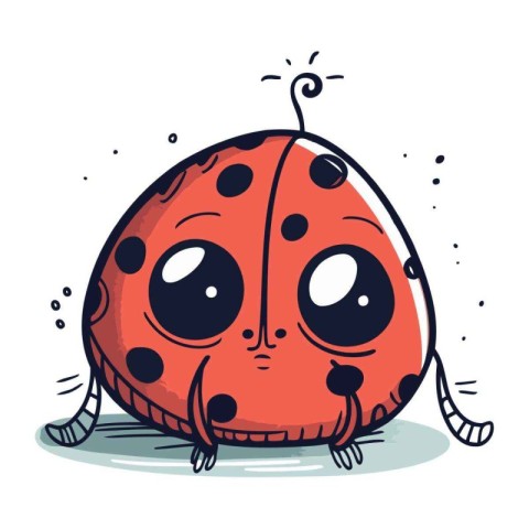 Cute cartoon ladybug. Vector illustration isolated on white back