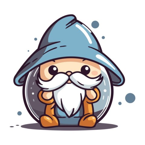 Cute gnome cartoon character. Vector illustration on white backg