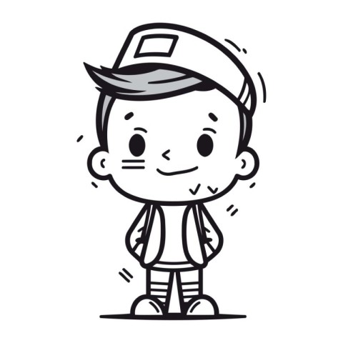 Cartoon character of a boy wearing a cap. Vector illustration.