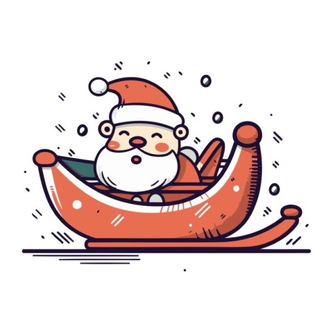 Santa Claus in a sleigh. Vector illustration in cartoon style.