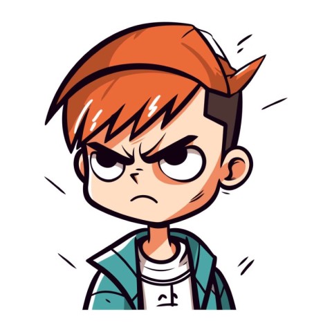 Angry boy cartoon character vector illustration. Comic book styl