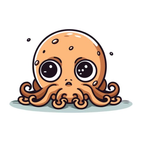 Cute cartoon octopus. Vector illustration isolated on white back