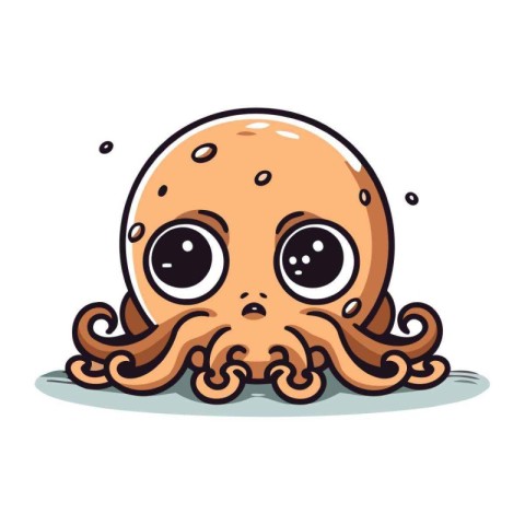 Cute cartoon octopus. Vector illustration isolated on white back