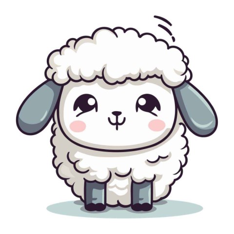 Cute cartoon sheep. Vector illustration isolated on a white back