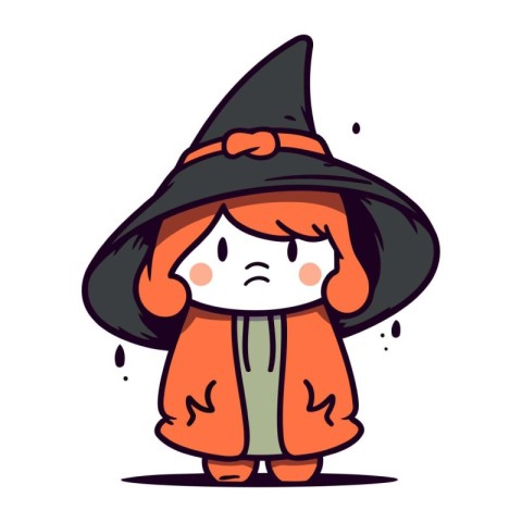 Cute little witch cartoon vector illustration. Cute little witch