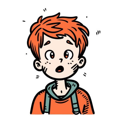 Illustration of a boy with a surprised face on a white backgroun