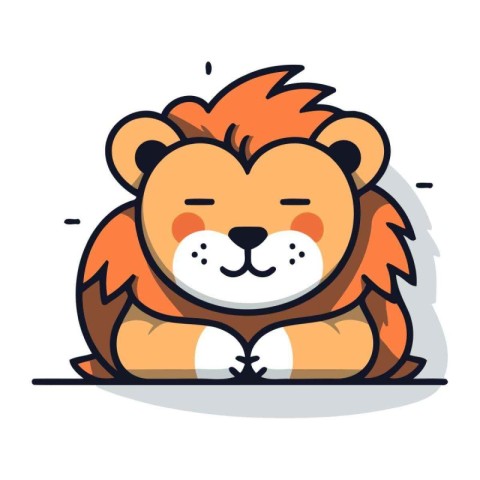 Cute lion cartoon character. Vector illustration in a flat style