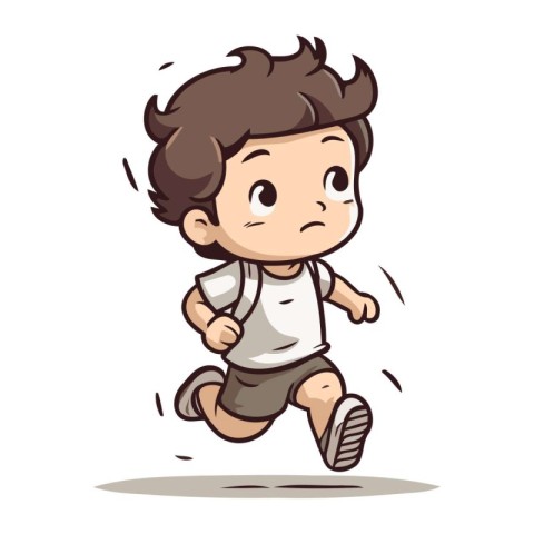 Running Boy   Colorful Cartoon Vector Illustration