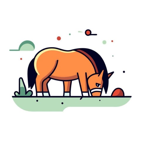 Horse vector illustration. Flat style design. Cute animal in nat