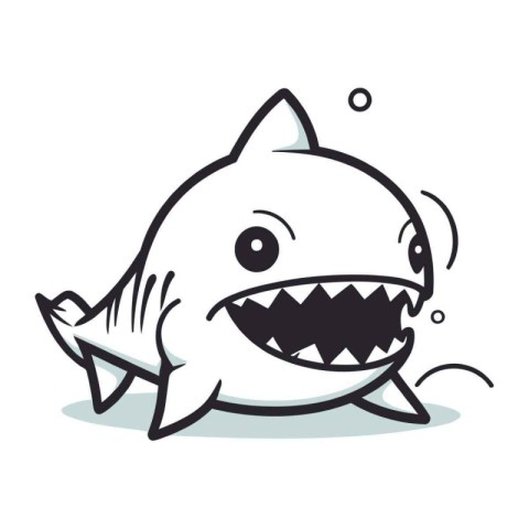 Cute Shark Cartoon Mascot Character. Vector Illustration.