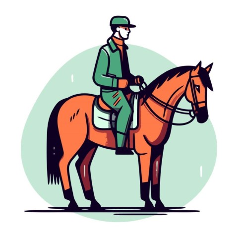 Horseman on horseback. Vector illustration in cartoon style.