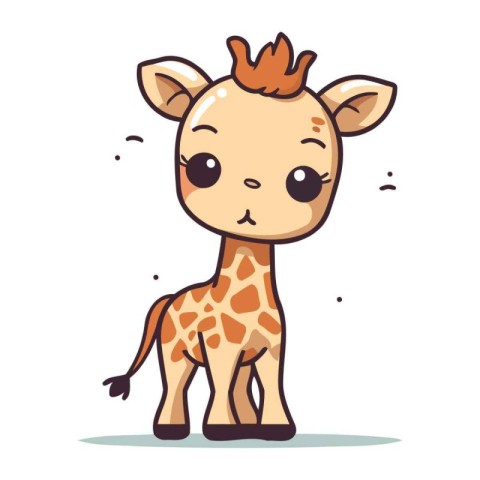 Cute giraffe cartoon character. Vector illustration of a cute li