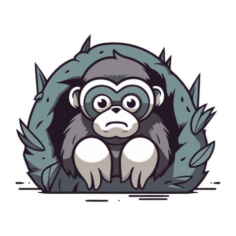 Gorilla in the forest. Vector illustration. isolated on white ba