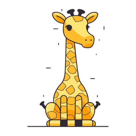 Cute giraffe isolated on white background. Flat style vector ill