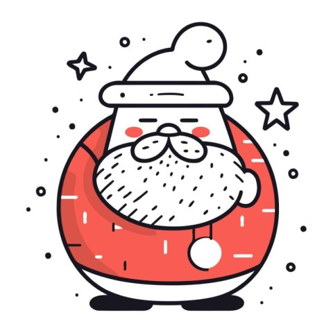 Vector line art illustration of Santa Claus. Christmas and New Y