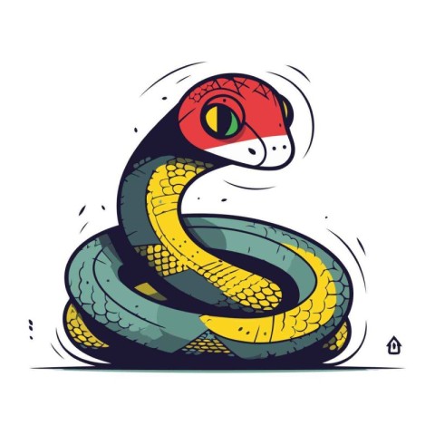 Cute snake. Vector illustration. Isolated on white background.