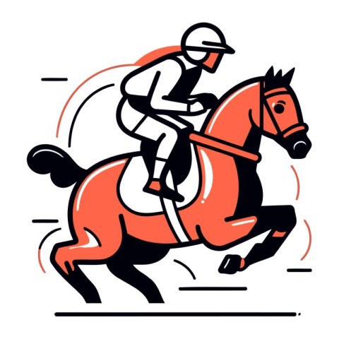 Horse racing. jockey on the horse. vector illustration.