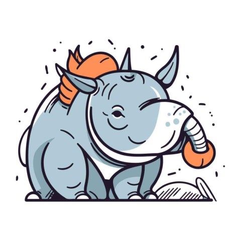 Cartoon rhinoceros. Vector illustration for your design.