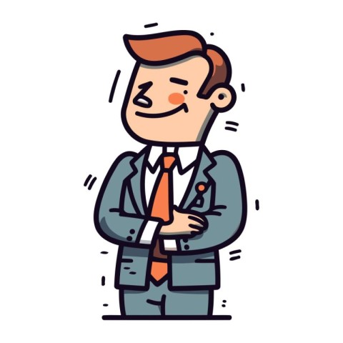 Smiling businessman cartoon character. Vector illustration in a