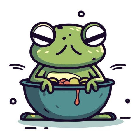 Frog in a pot. Vector illustration of funny frog in a pot.