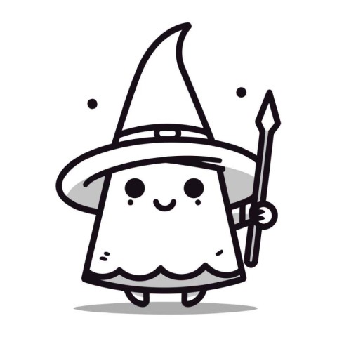 Cute Witch Character Mascot Vector Illustration. Cute Halloween