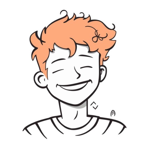 Smiling young man with red hair. Vector illustration on white ba