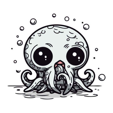 Cute cartoon octopus on a white background. Vector illustration.