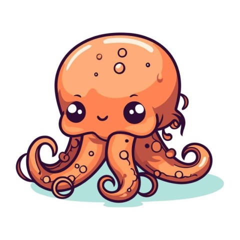 Cute cartoon octopus. Vector illustration isolated on white back