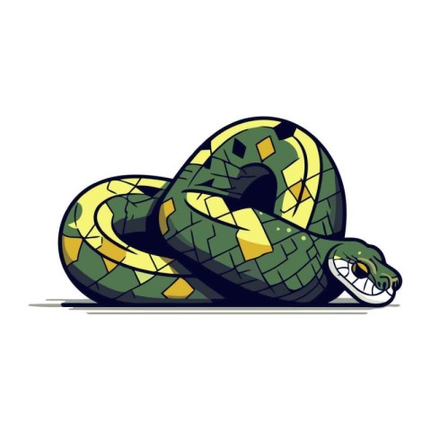 Green snake. Isolated on a white background. Vector illustration