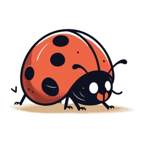 Cute cartoon ladybug isolated on white background. Vector illust