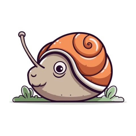 Cute snail cartoon vector illustration. Isolated on white backgr