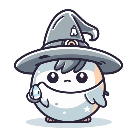 Witch snowman character cartoon. Cute and funny vector illustrat