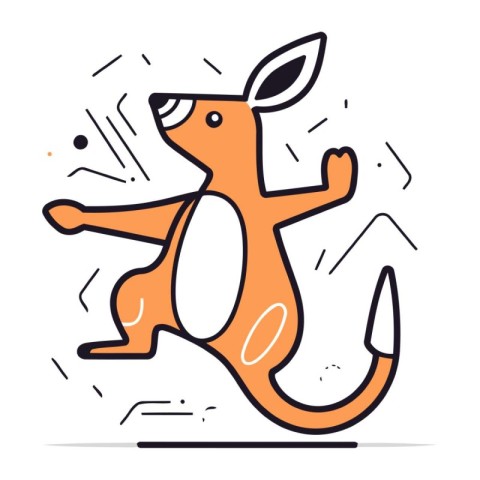 Funny kangaroo. Vector illustration in flat linear style.