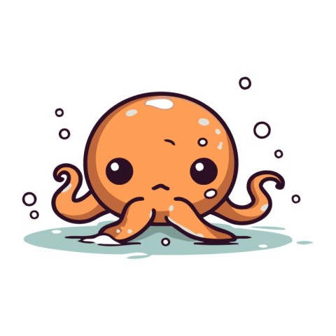 Cute cartoon octopus. Vector illustration isolated on white back