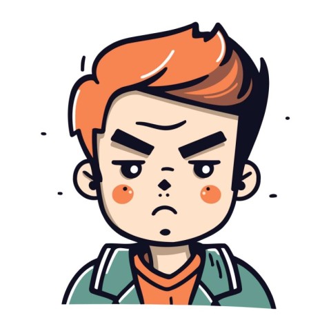 Angry man cartoon character. Vector illustration in a flat style