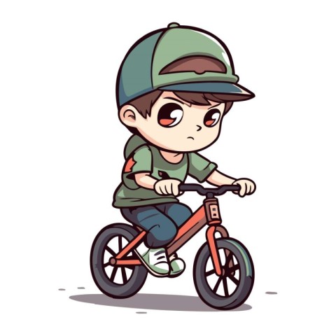 Boy riding a bicycle. Vector illustration of a boy on a bicycle.