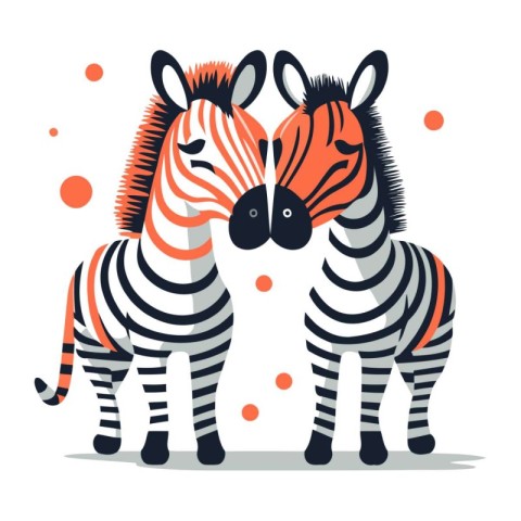 Zebra couple. Vector illustration in flat style. Isolated on whi