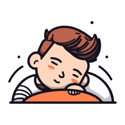 Illustration of a Man Suffering From Headache Vector Line Icon