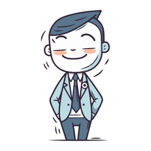 Smiling man in business suit. Vector illustration. Cartoon chara