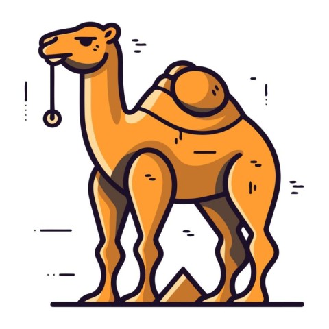 Camel. Vector illustration in thin line style. Cute camel.