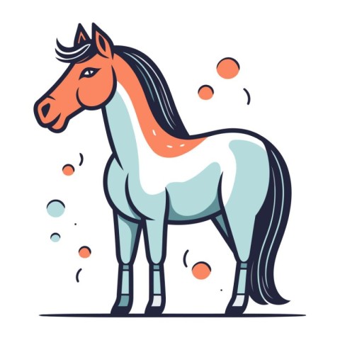 Vector illustration of a white horse on a white background. Flat