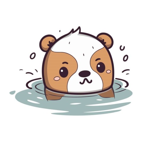 Cute cartoon hamster swimming in the water. Vector illustration.