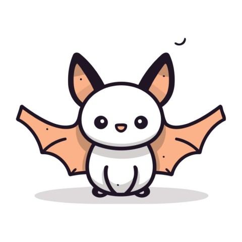 Cute bat cartoon character. Vector illustration of a cute bat.