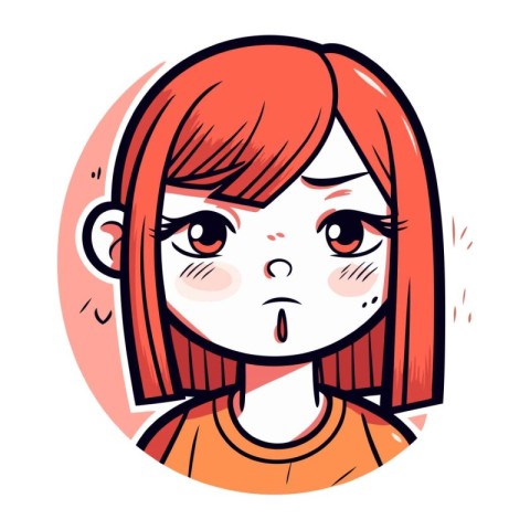 Cute girl with red hair. Vector illustration in cartoon style.