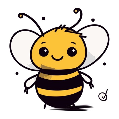 Cute cartoon bee isolated on a white background. Vector illustra