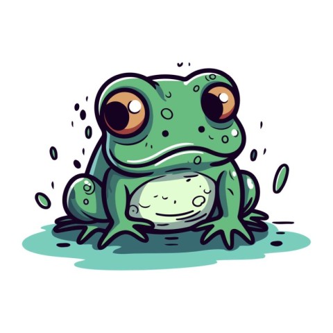 Frog cartoon character. Vector illustration of a funny green fro