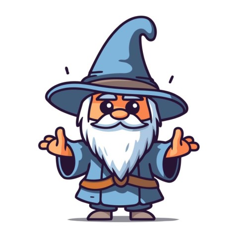 Wizard Cartoon Character Vector. Wizard Mascot Illustration.