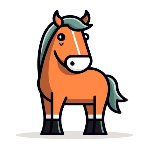 Horse Cartoon Character Vector Illustration. Cute Farm Animal.