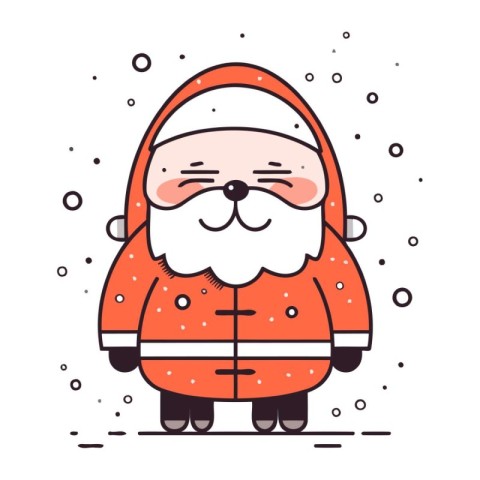 Cute santa claus vector illustration in flat line style.