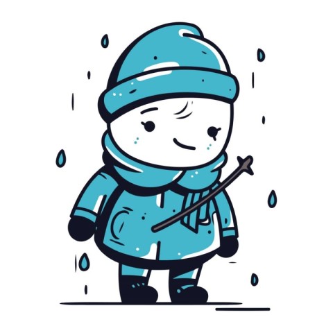 Cute boy in winter clothes. Vector illustration in cartoon style